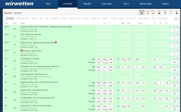 Wirwetten Live Betting